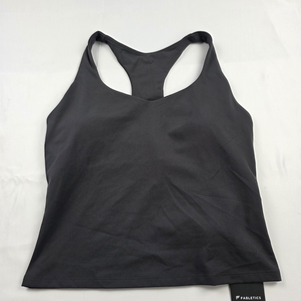 Fabletics Tank Top Womens Medium Gray Built In Bra Racerback Athletic Workout